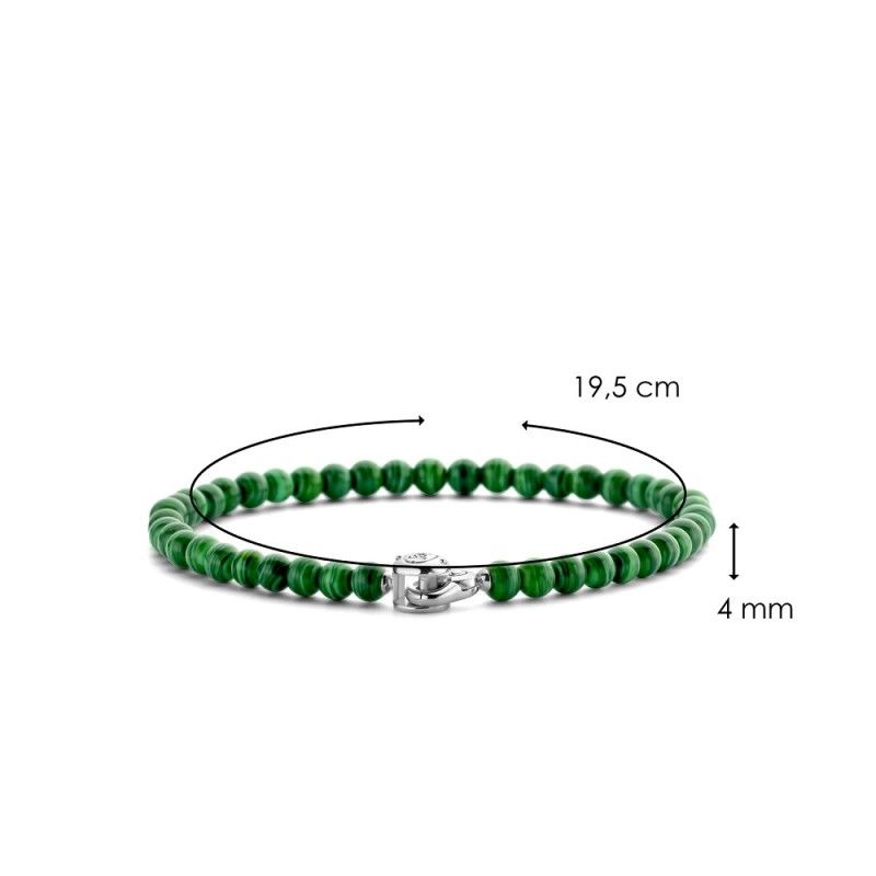 Bracciale Donna Ti Sento Milano 2908MA con malachite verde 4 mm e chiusura in argento 925 rodiato