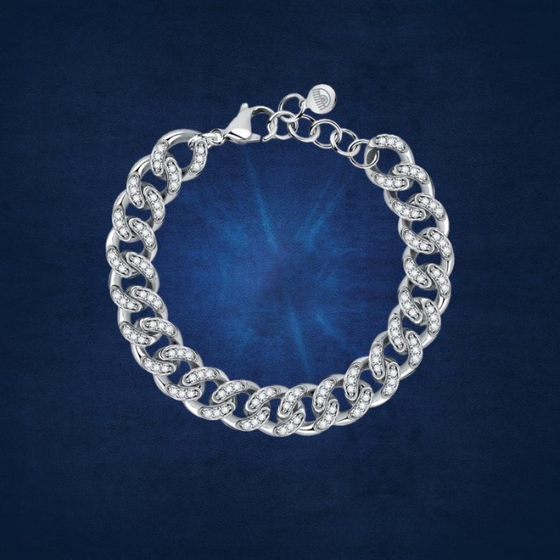 Bracciale Donna Chiara Ferragni J19AUW02 con placcatura rodio e cristalli bianchi full pavè collezione Chain