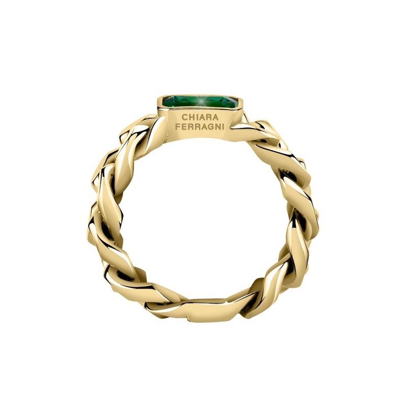 Anello Donna Chiara Ferragni J19AUW35016 con placcatura pvd gold e cristallo verde collezione Chain misura 16