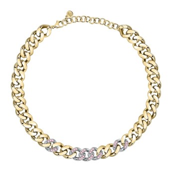 Collana Donna Chiara Ferragni J19AUW50 con placcatura pvd gold e rodio con pavè di cristalli rosa collezione Chain