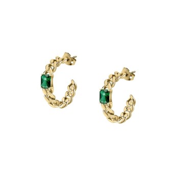 Orecchini Donna Chiara Ferragni J19AUW34 con placcatura pvd gold e cristalli verdi collezione Chain