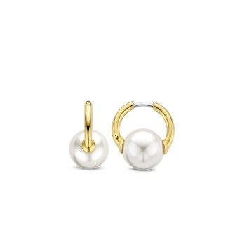 Orecchini Donna Ti Sento Milano 7850PW in argento 925 dorato con perle bianche 11 mm