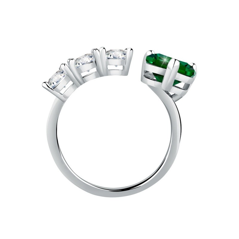 Anello Donna Chiara Ferragni J19AUV35012 con placcatura rodio e cristalli bianchi e verde collezione Diamond Heart misura 12