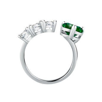 Anello Donna Chiara Ferragni J19AUV35014 con placcatura rodio e cristalli bianchi e verde collezione Diamond Heart misura 14