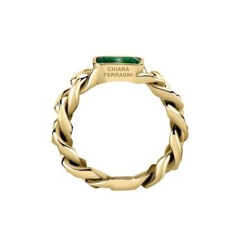 Anello Donna Chiara Ferragni J19AUW35012 con placcatura pvd gold e cristallo verde collezione Chain misura 12