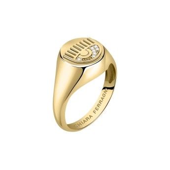Anello Donna Chiara Ferragni J19AUW44012 con placcatura pvd gold, logo e cristalli bianchi collezione Chain misura 12