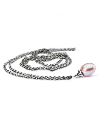 Collana Trollbeads TAGFA-00052 “Collana D’Argento con Perla Rosa” in argento 925 lunghezza 90 cm