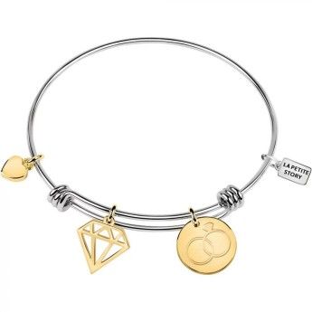 Bracciale Donna La Petite Story LPS05AQJ02 in ottone rodiato con charms pendenti in pvd gold collezione Bangle