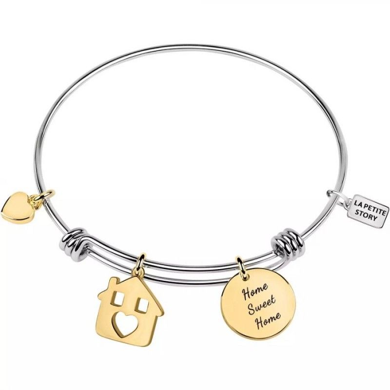 Bracciale Donna La Petite Story LPS05AQJ05 in ottone rodiato con charms pendenti in pvd gold collezione Bangle