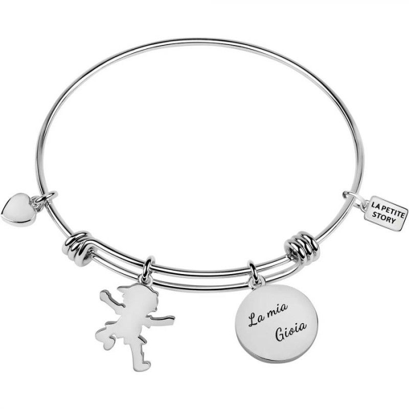 Bracciale Donna La Petite Story LPS05AQJ06 in ottone rodiato con charms pendenti collezione Bangle