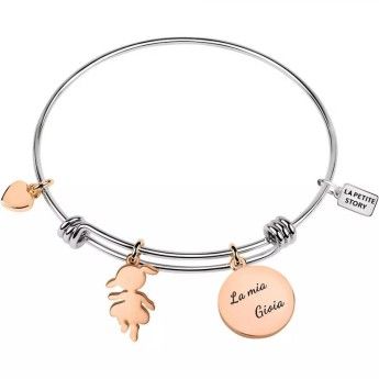 Bracciale Donna La Petite Story LPS05AQJ07 in ottone rodiato con charms pendenti in pvd rose gold collezione Bangle