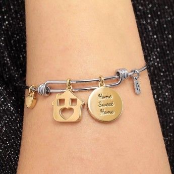 Bracciale Donna La Petite Story LPS05AQJ05 in ottone rodiato con charms pendenti in pvd gold collezione Bangle