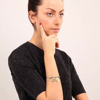 Bracciale Donna La Petite Story LPS05AQJ05 in ottone rodiato con charms pendenti in pvd gold collezione Bangle