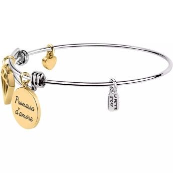 Bracciale Donna La Petite Story LPS05AQJ02 in ottone rodiato con charms pendenti in pvd gold collezione Bangle