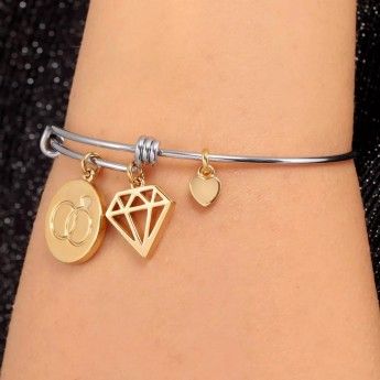Bracciale Donna La Petite Story LPS05AQJ02 in ottone rodiato con charms pendenti in pvd gold collezione Bangle