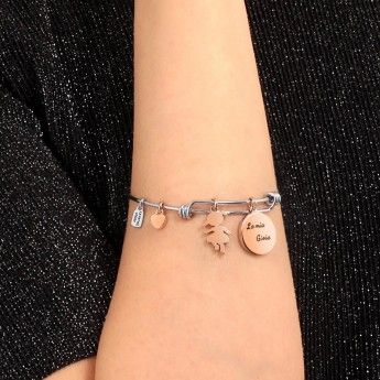 Bracciale Donna La Petite Story LPS05AQJ07 in ottone rodiato con charms pendenti in pvd rose gold collezione Bangle
