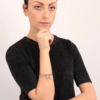 Bracciale Donna La Petite Story LPS05AQJ07 in ottone rodiato con charms pendenti in pvd rose gold collezione Bangle