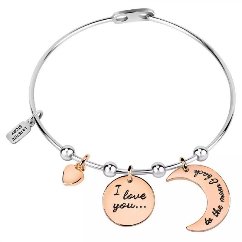 Bracciale Donna La Petite Story LPS05APZ07 in ottone rodiato con charms pendenti in pvd rose gold collezione Bangle