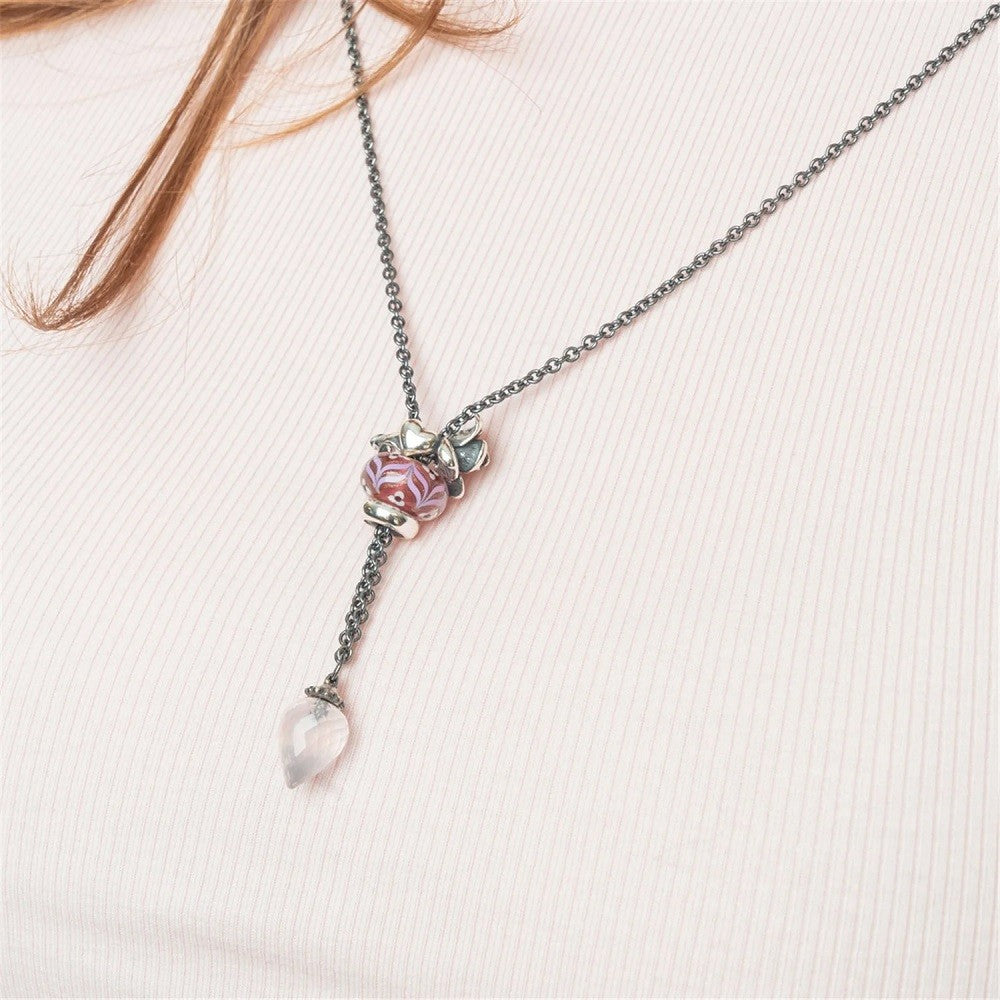 Collana TROLLBEADS Con Quarzo Rosa 90 cm in Argento 925 - TAGFA-00078 - immagine 2