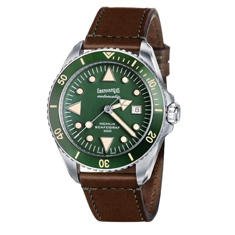 Orologio Uomo EBERHARD Scafograf 300 MCMLIX - Quadrante Verde - 41034.09/VS CP/BROWN