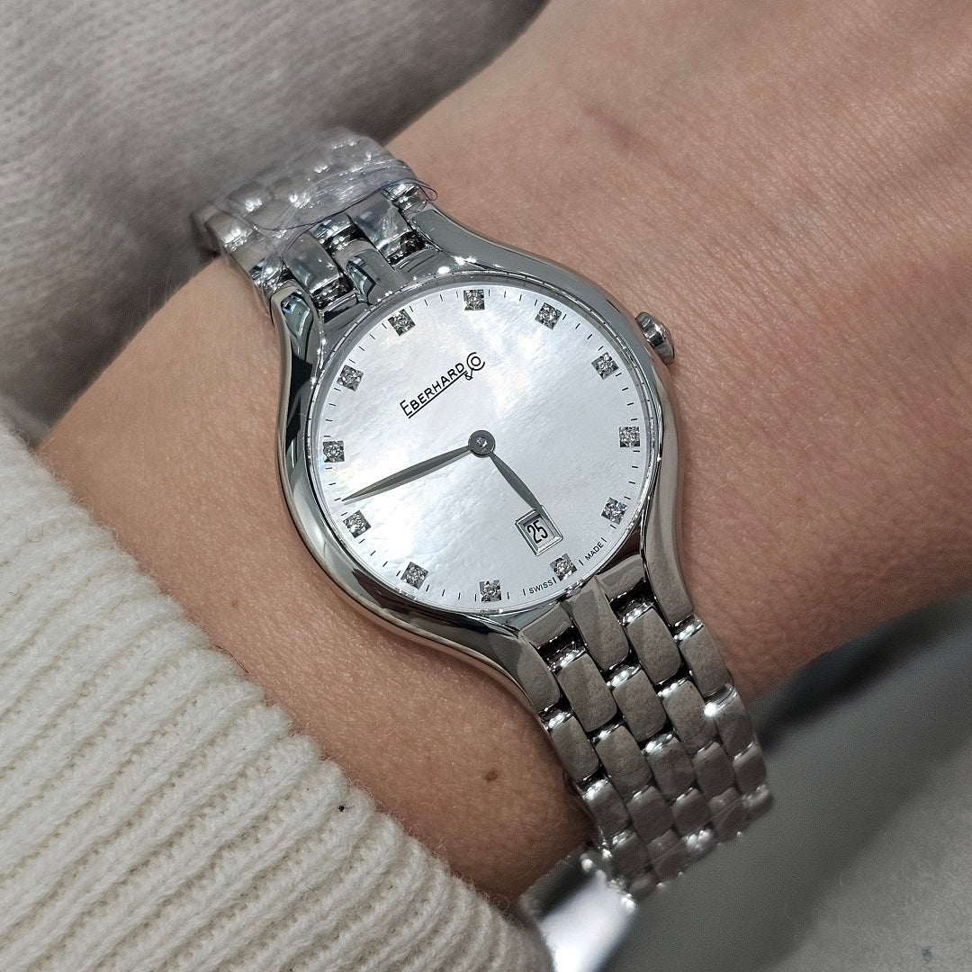 Orologio Donna EBERHARD Rêve - Quadrante In Madreperla Rosa e Diamanti - 61009.02 CA-QB/MOP BIANCA