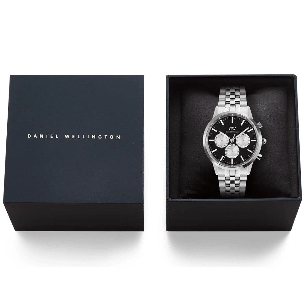 Orologio Uomo DANIEL WELLINGTON Iconic Chronograph Arch 5-Link Onyx Panda Silver - DW00100873 - immagine 5