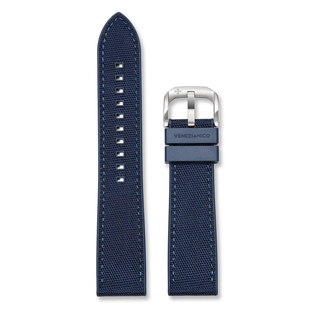 Cinturino VENEZIANICO Gomma-Tessile Blu 22mm