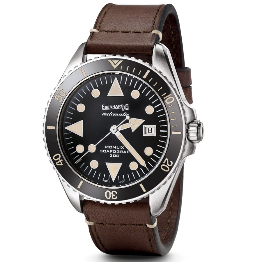 Orologio Uomo EBERHARD Scafograf 300 MCMLIX - Quadrante Nero - 41034.07/VS CP/BROWN
