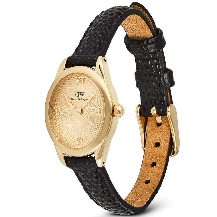 Orologio Donna DANIEL WELLINGTON Ophelia Mini Black Lizard Unitone Guilloché Gold - DW00100897