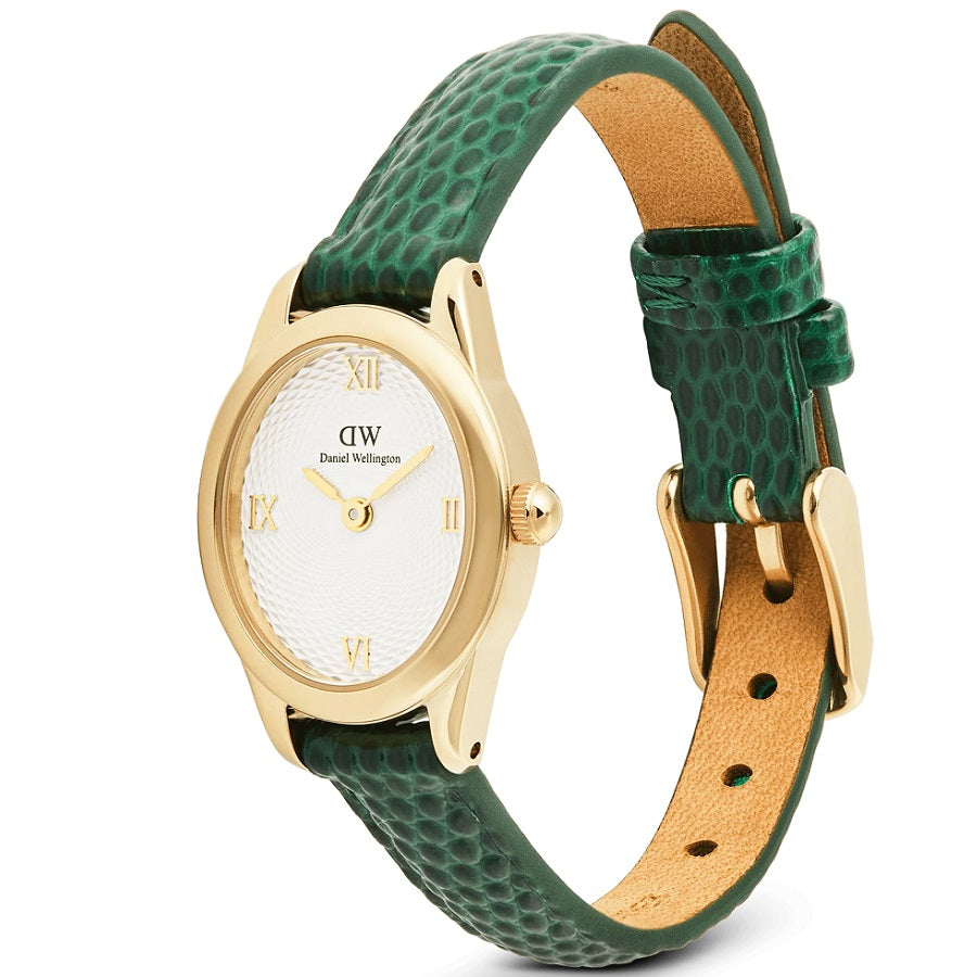 Orologio Donna DANIEL WELLINGTON Ophelia Mini Green Lizard Guilloché Gold - DW00100892
