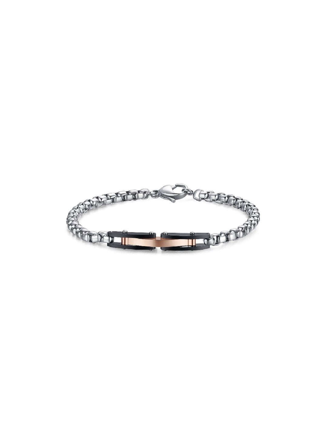 Bracciale Uomo Arkano BAC35NR in acciaio con targhetta centrale in pvd rose gold e black
