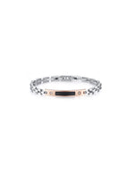 Bracciale Uomo Arkano BAC48NR in acciaio con targhetta centrale in pvd rose gold e black con zirconi bianchi