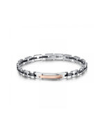 Bracciale Uomo Arkano BAC73NR in acciaio con targhetta centrale ed inserti in pvd rose gold e black