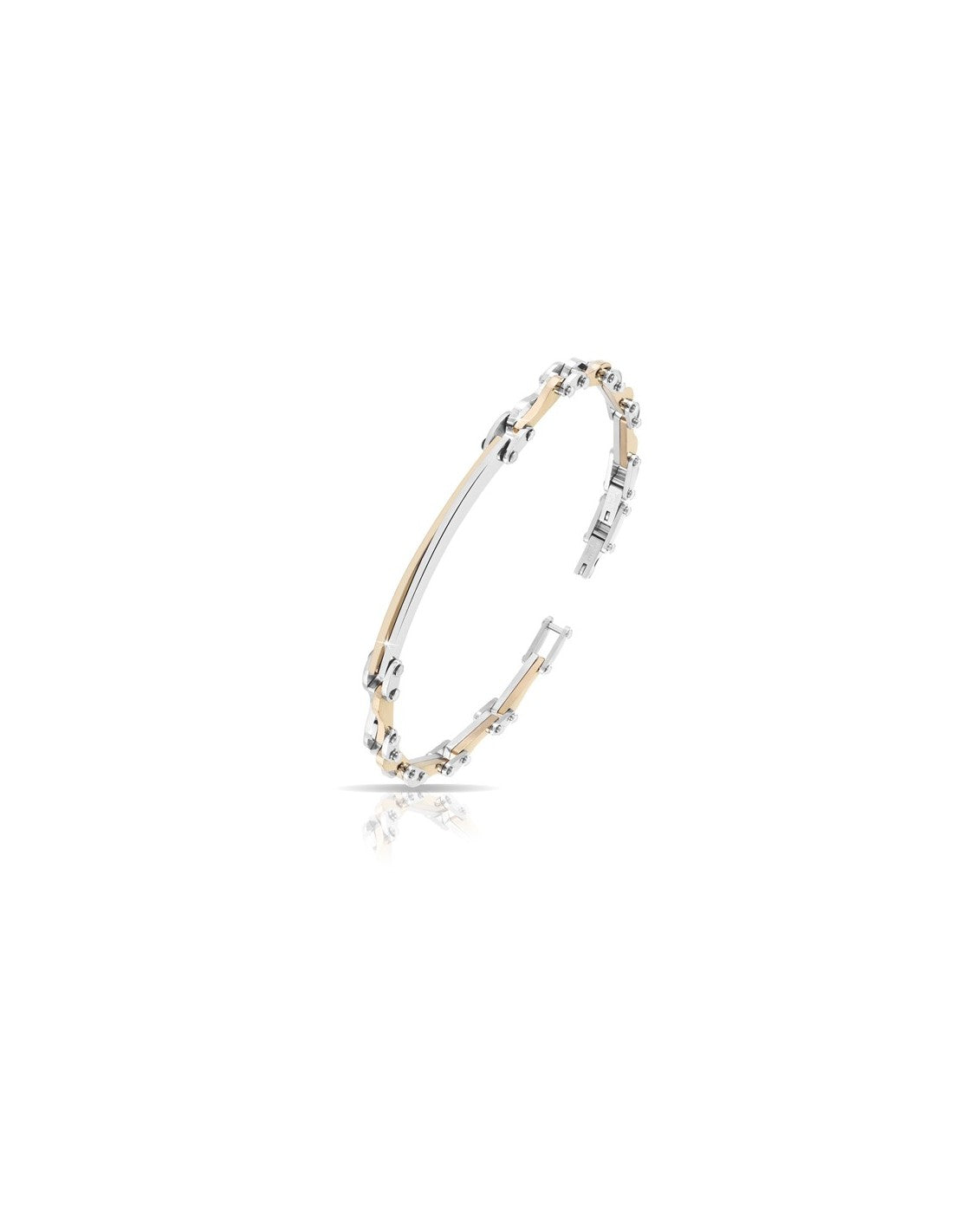 Bracciale Uomo Arkano BAC79R in acciaio con inserti in pvd rose gold e targhetta centrale