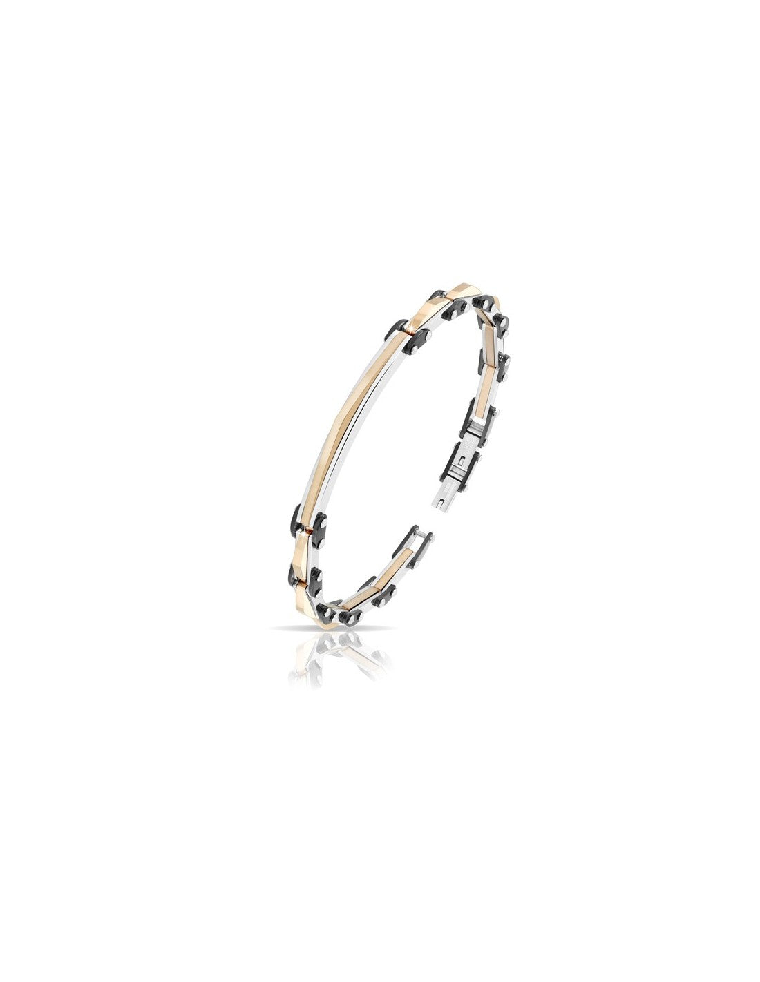 Bracciale Uomo Arkano BAC82R in acciaio con targhetta centrale ed inserti in pvd rose gold e black