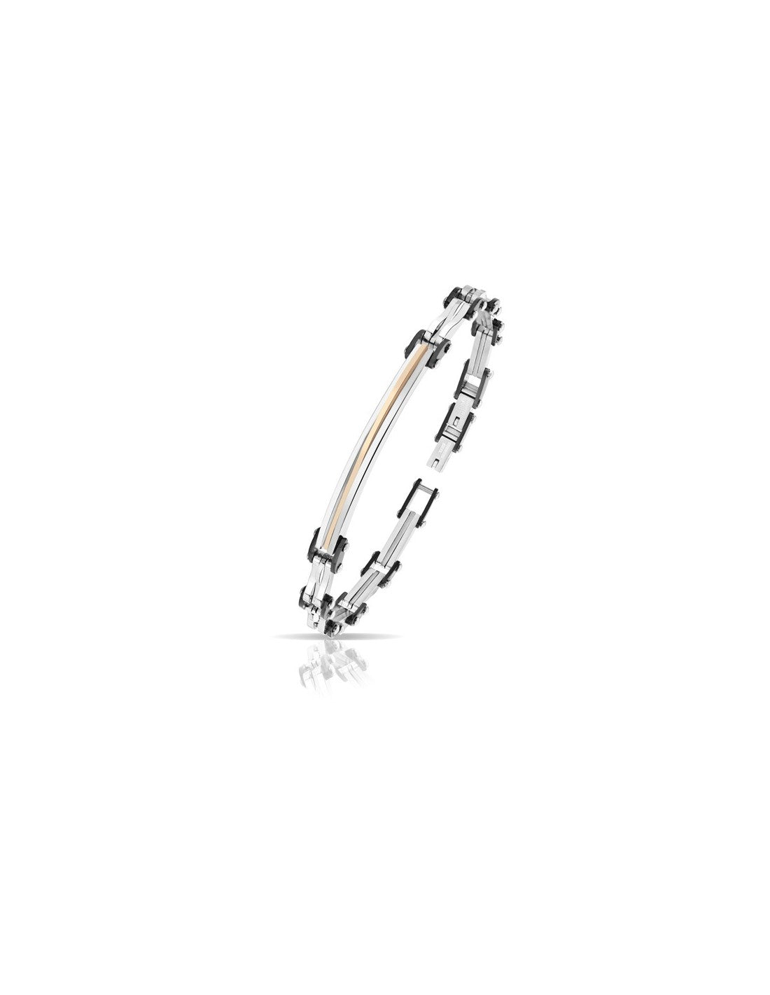 Bracciale Uomo Arkano BAC84NB in acciaio con targhetta centrale ed inserti in pvd black e rose gold