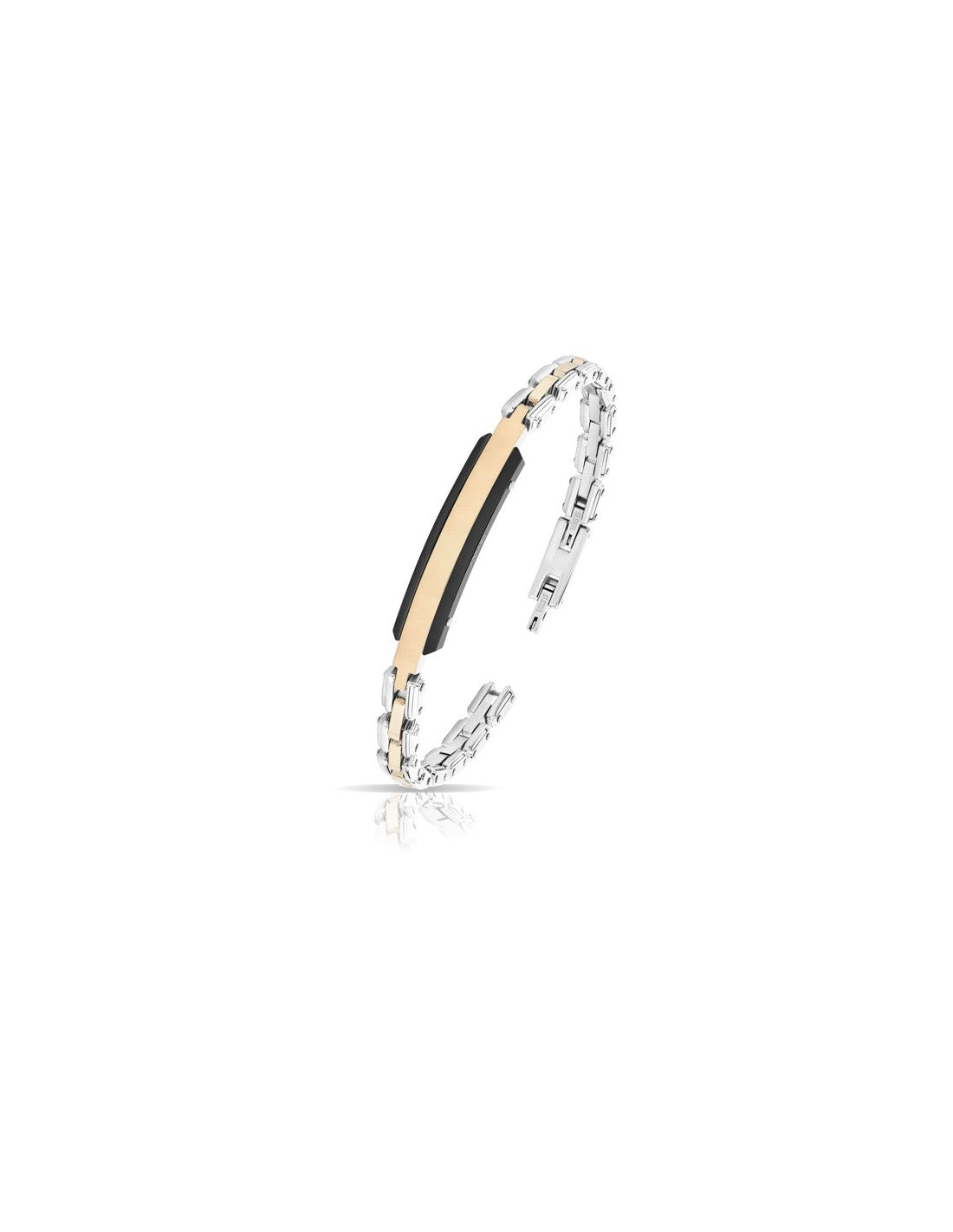 Bracciale Uomo Arkano BAC99NR in acciaio con targhetta centrale ed inserti in pvd rose gold e black