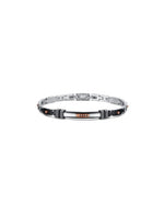 Bracciale Uomo Arkano BAR03NR in acciaio con inserti in pvd black e rose gold con targhetta centrale con zirconi neri