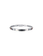 Bracciale Uomo Arkano BAR06RN in acciaio con targhetta centrale, inserti in pvd rose gold e black con zirconi bianchi