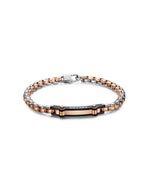 Bracciale Uomo Arkano BAC04NR in acciaio con inserti in pvd rose gold e black con targhetta centrale