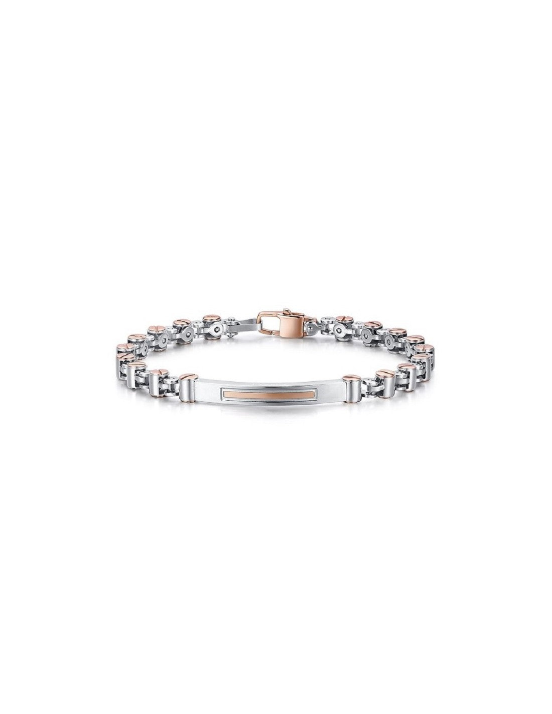 Bracciale Uomo Arkano BAC47BR in acciaio e targhetta centrale con inserto in pvd rose gold