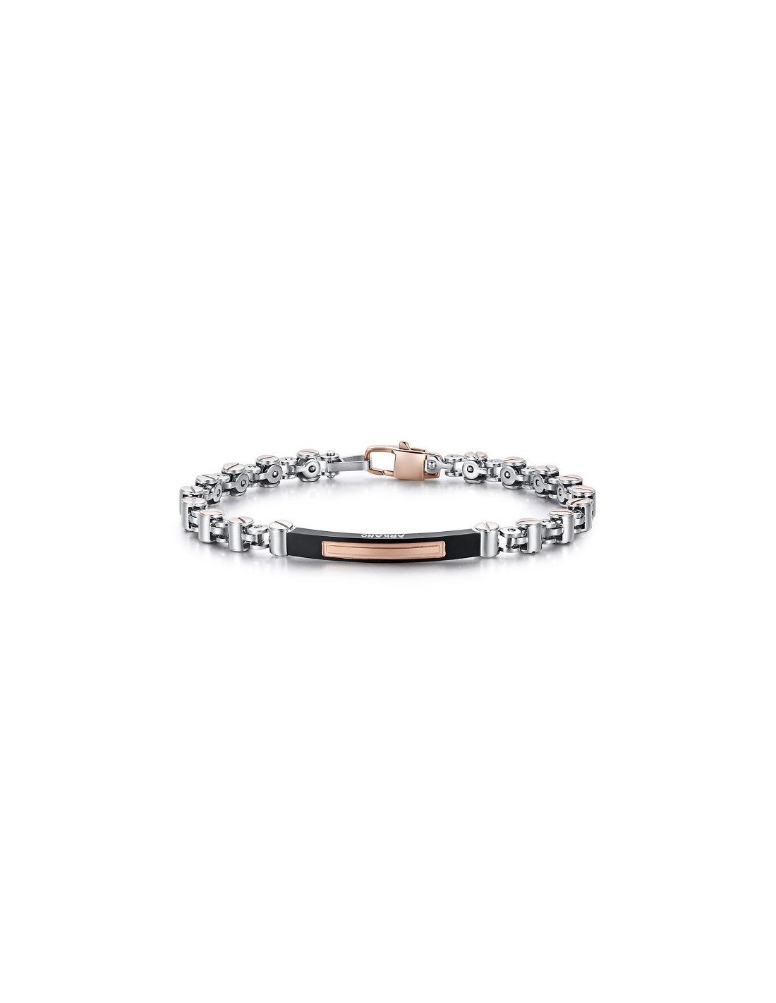 Bracciale Uomo Arkano BAC47NR in acciaio e targhetta centrale con in pvd black e rose gold