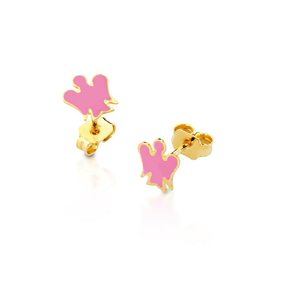 Orecchini Bimba Roberto Giannotti NKT209 in oro giallo con angelo smaltato rosa collezione Il Giardino degli Angeli